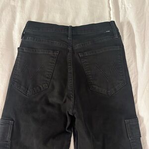 MOTHER Black Straight Leg cargo pockets Women's Jeans